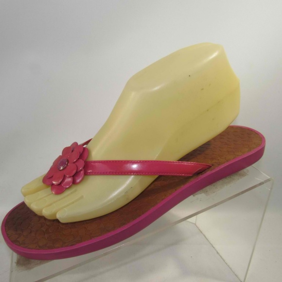 Coach LINDY Size 8 Pink Flip Flops Womens B3B8 - Picture 3 of 8